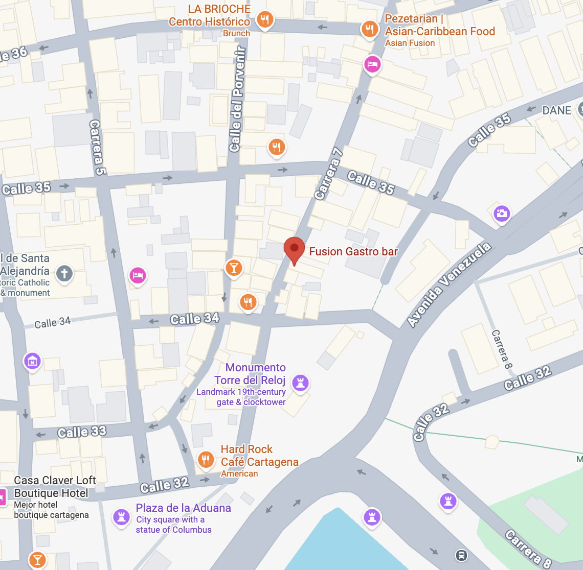 Rhythms Ultra Lounge location map — Cra. 7 #34-34, Centro Histórico, Cartagena